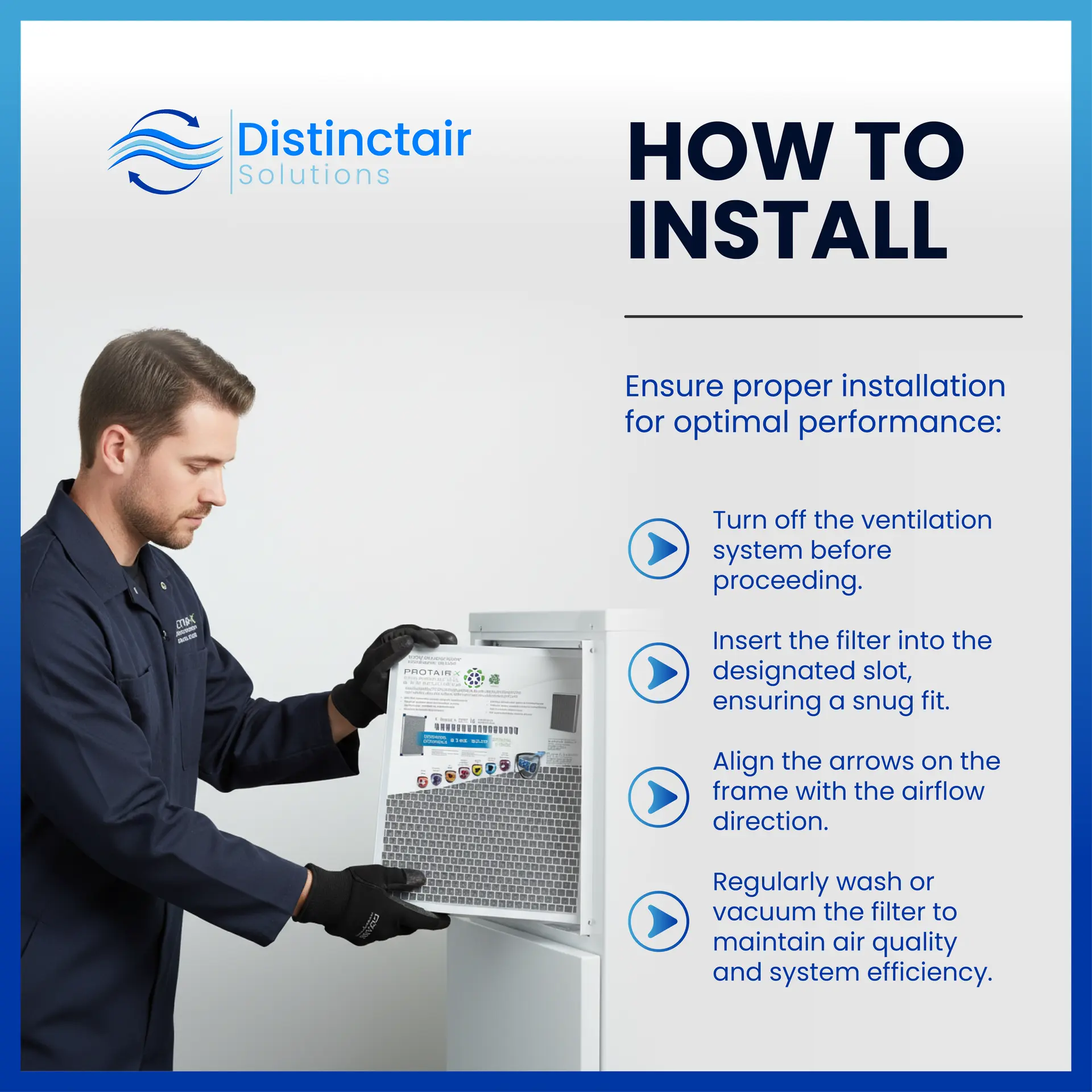 Man installing a furnace air filter in an HVAC system