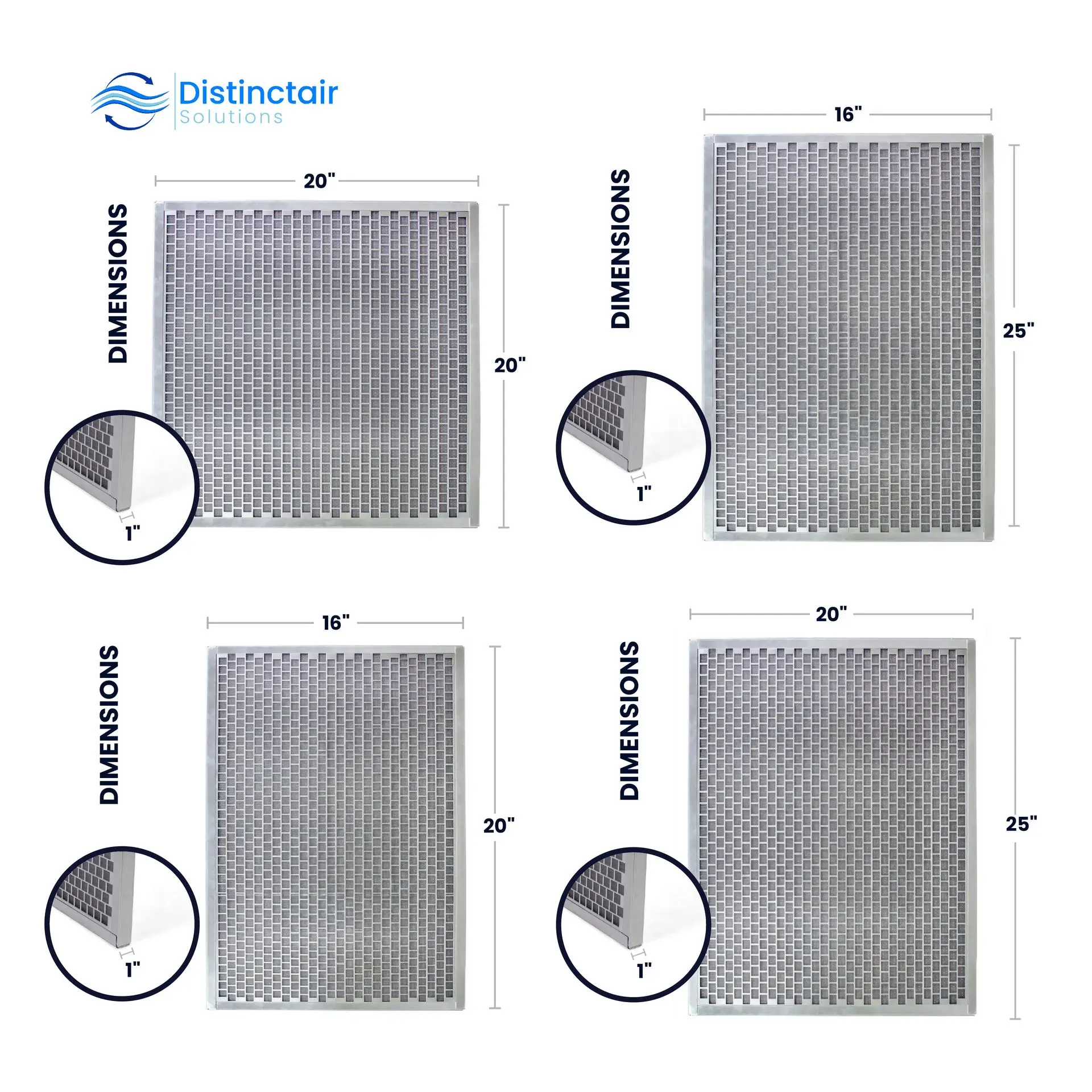 Image showing some of the common furnace filter sizes