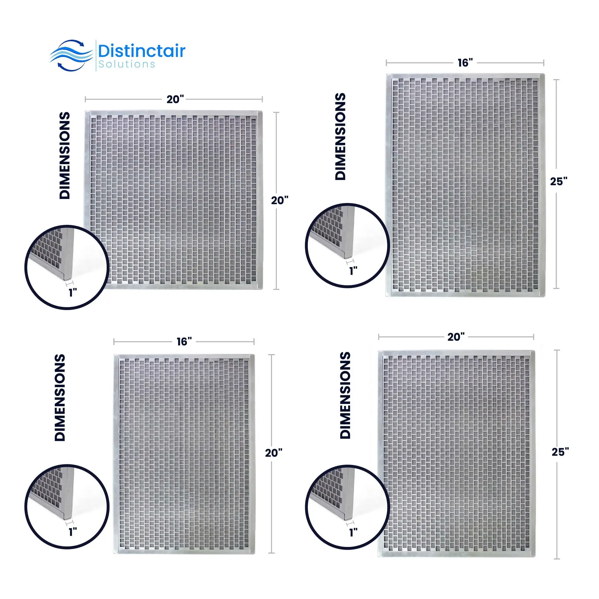 Image showing some of the common furnace filter sizes